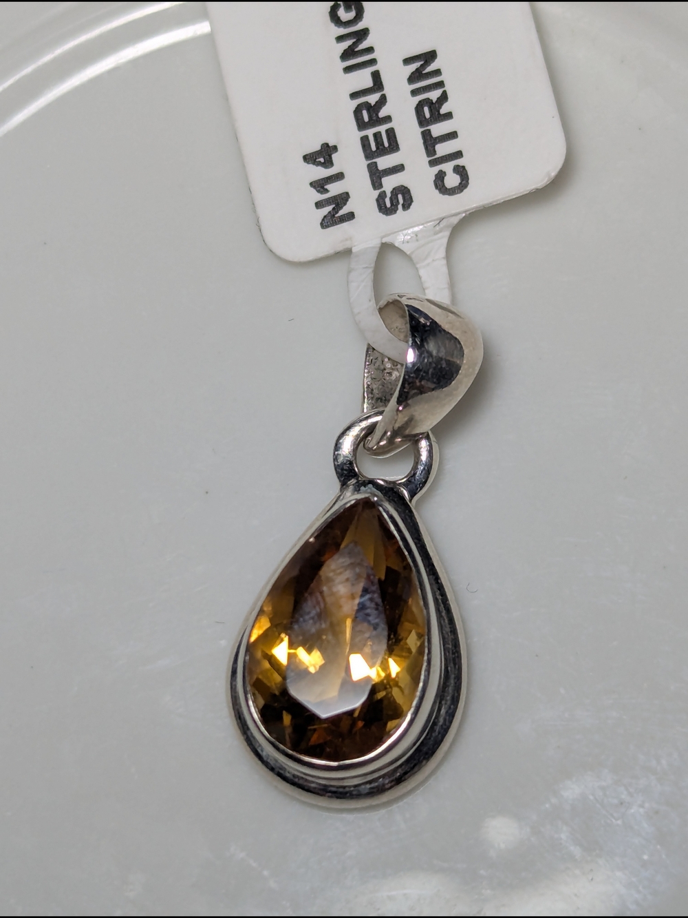 Sterling Silver Citrine Teardrop Pendant